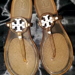 Tory Burch Brown and White Sandals